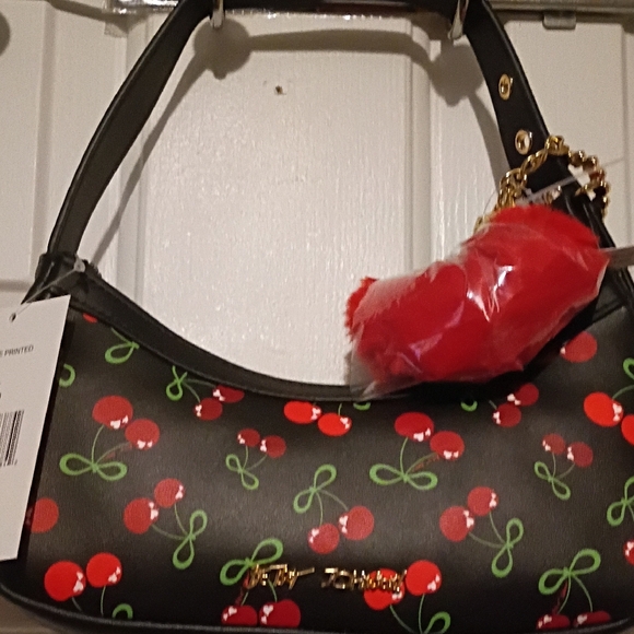 Betsey JohnsonCherry Patterned Black Shoulder Bag - Picture 5 of 10